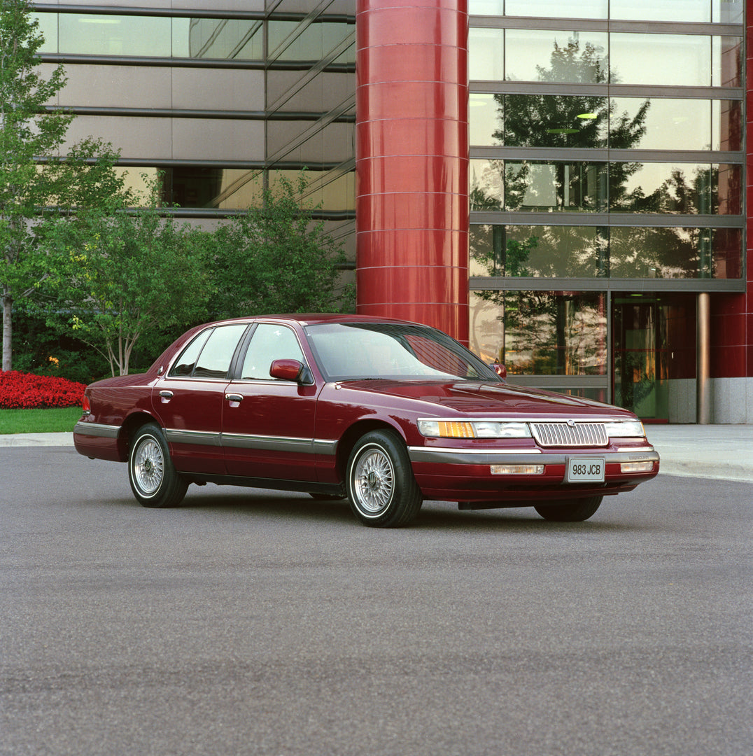 This archival image documents the 1991 Mercury Grand Marquis and is preserved in the Ford Heritage Vault as part of Ford Motor Company's historic photographic archive. Free for personal, non-commercial use. Ford Heritage Vault reference AR-2008-8....