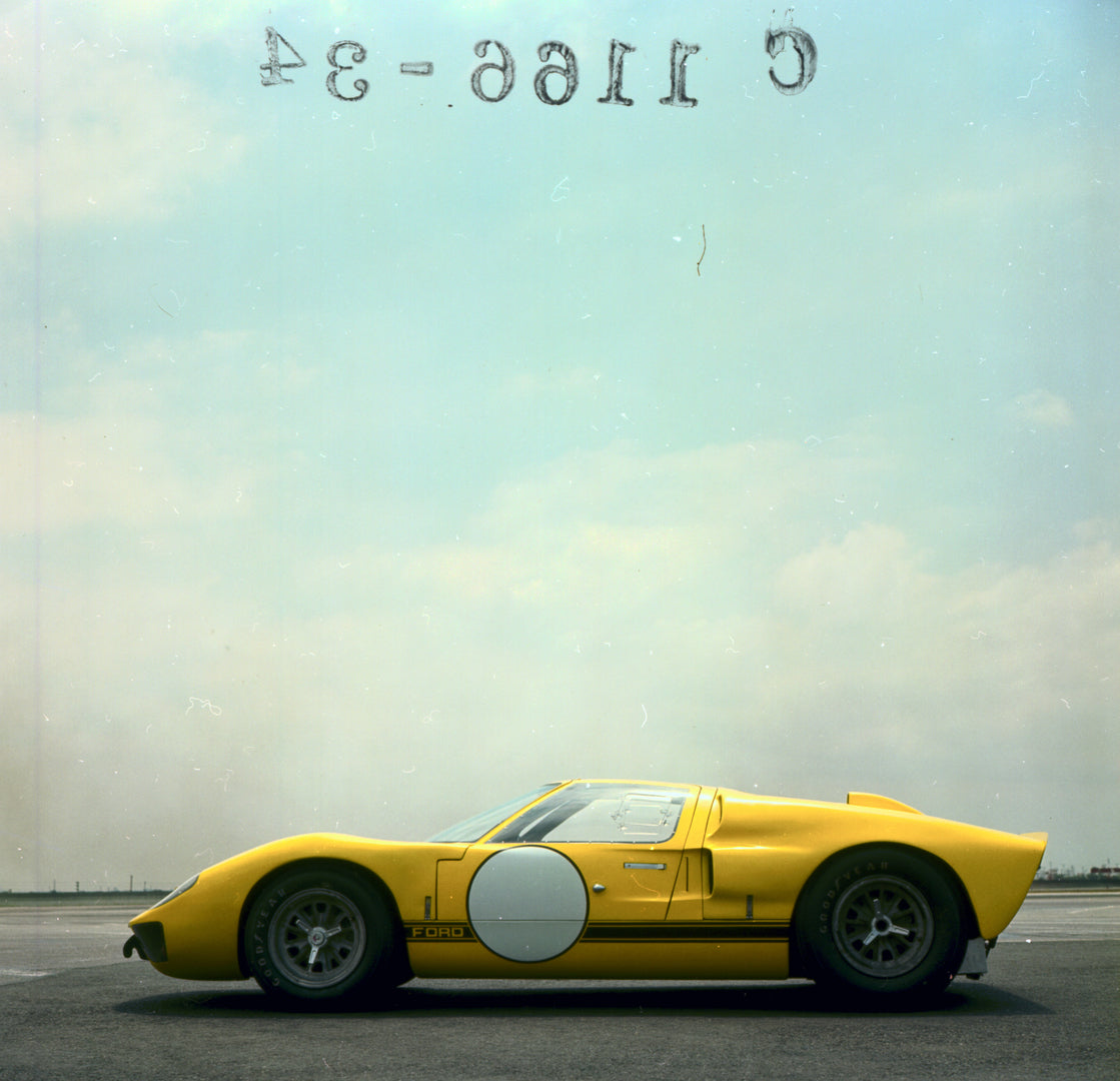 This archival image documents the 1966 Ford GT40 Mk II C1166-34 and is preserved in the Ford Heritage Vault as part of Ford Motor Company's historic photographic archive. Free for personal, non-commercial use. Ford Heritage Vault reference AR-2008...