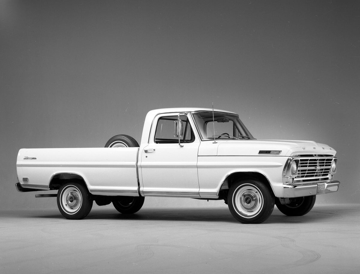 This archival image documents the 1969 Ford F-100 Ranger pickup and is preserved in the Ford Heritage Vault as part of Ford Motor Company's historic photographic archive. Free for personal, non-commercial use. Ford Heritage Vault reference AR-2008...