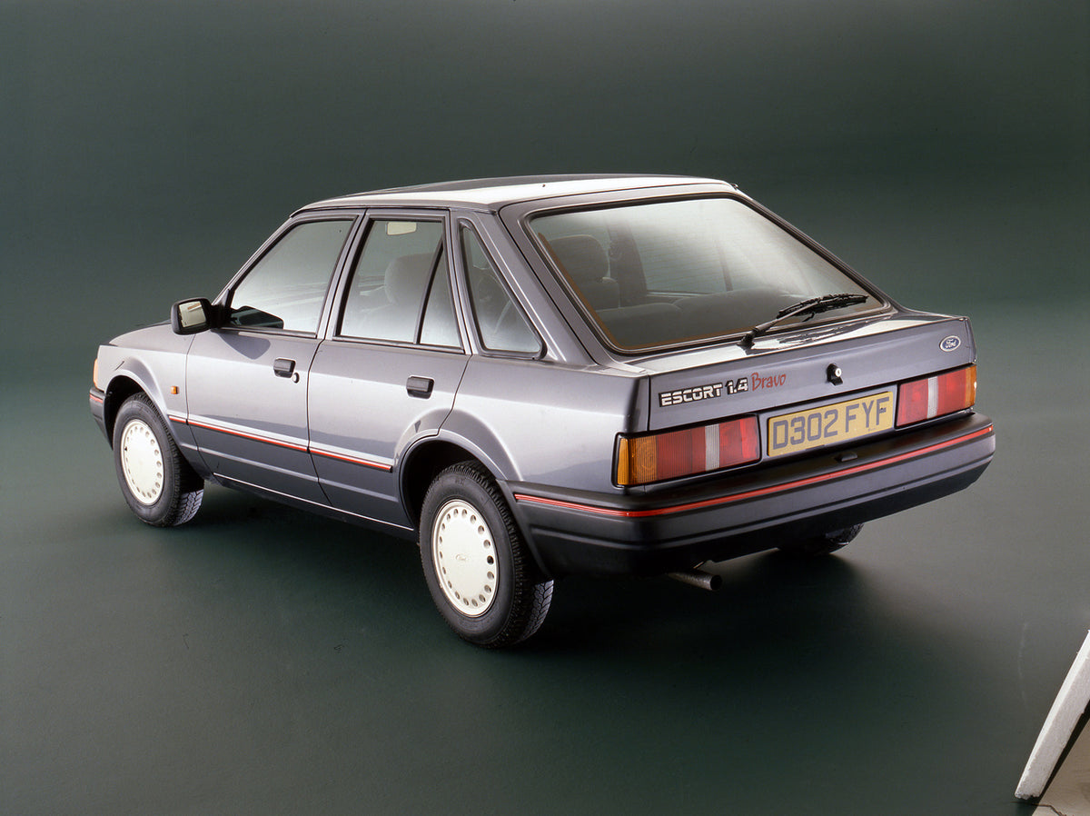 This archival image documents the 1987 Ford Escort Mark IV Bravo rear view in studio and is preserved in the Ford Heritage Vault as part of Ford Motor Company's historic photographic archive. Free for personal, non-commercial use. Ford Heritage Va...