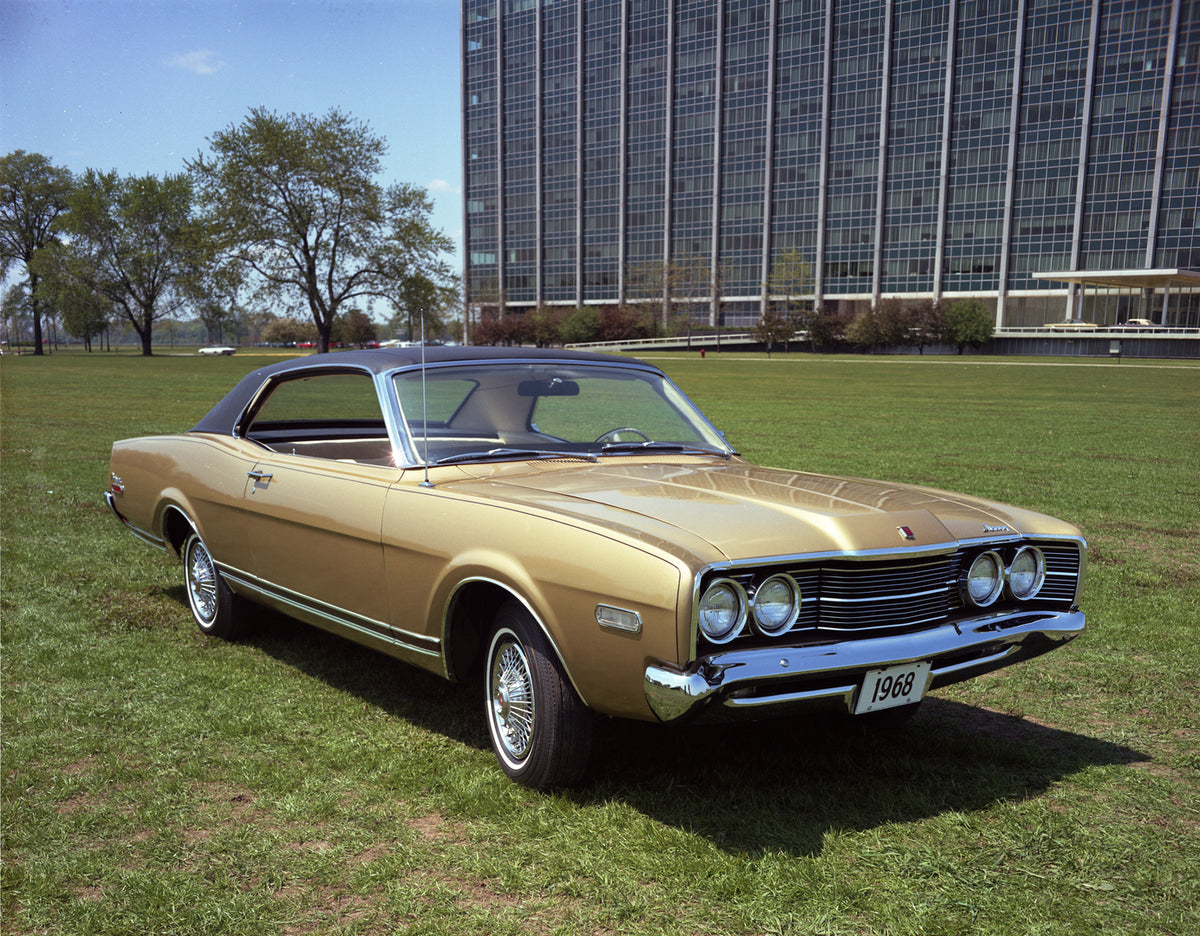 This archival image documents the 1968 Mercury Montego MX two-door hardtop at Ford Glass House (former WHQ) and is preserved in the Ford Heritage Vault as part of Ford Motor Company's historic photographic archive. Free for personal, non-commercia...