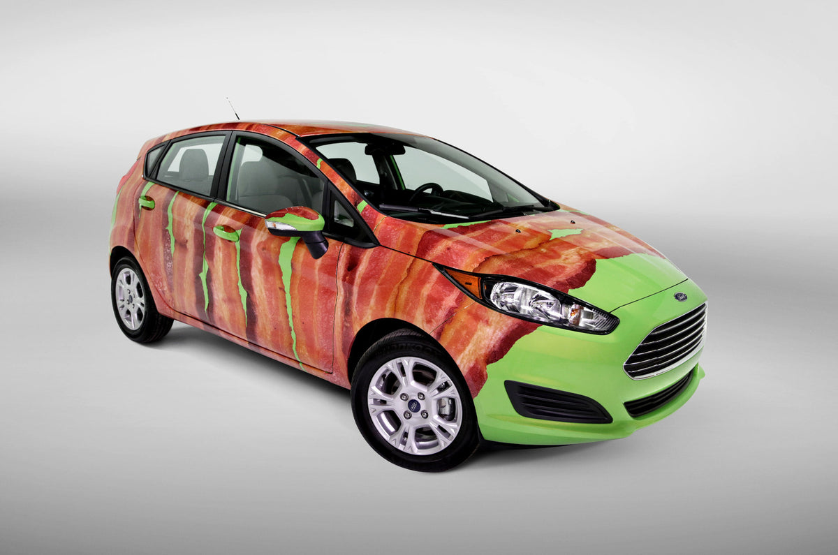 This archival image documents the 2014 Ford Fiesta Bacon Wrap and is preserved in the Ford Heritage Vault as part of Ford Motor Company's historic photographic archive. Free for personal, non-commercial use. Ford Heritage Vault reference AR-2008-8...