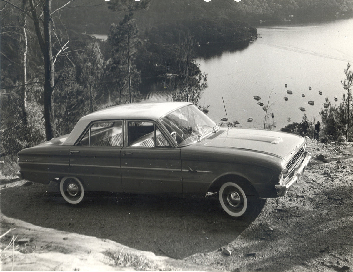 This archival image documents the 1962 Ford XL Falcon with trees overlooking scenic body of water and is preserved in the Ford Heritage Vault as part of Ford Motor Company's historic photographic archive. Free for personal, non-commercial use. For...