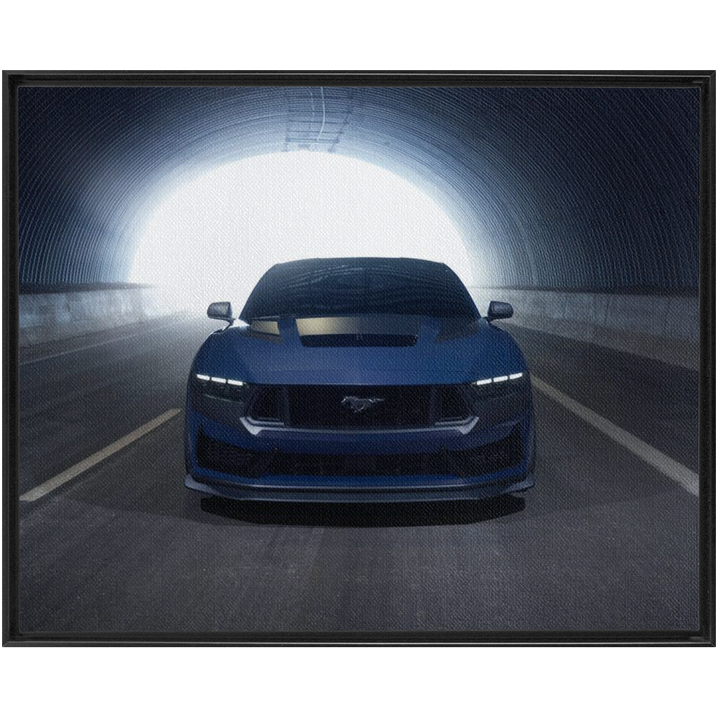 Mustang Dark Horse Framed Traditional Stretched Canvas up to 48" x 60"