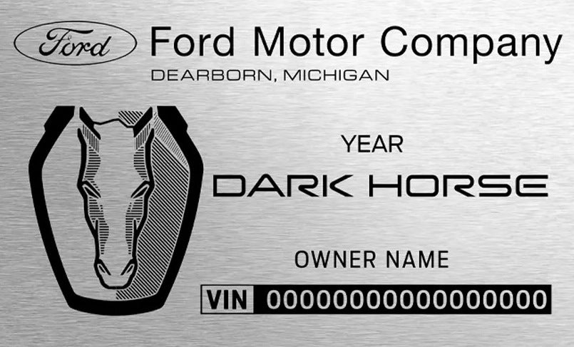 2024– Mustang Dark Horse Premium engraved chassis plate