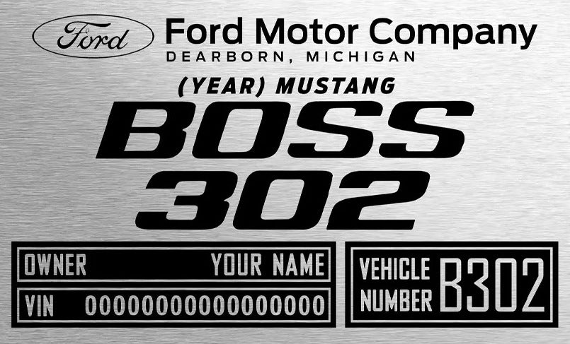 2012–2013 Boss 302 engraved chassis plate