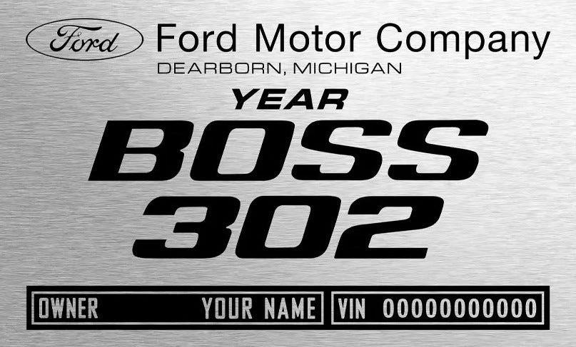 1969–1970 Boss 302 engraved chassis plate