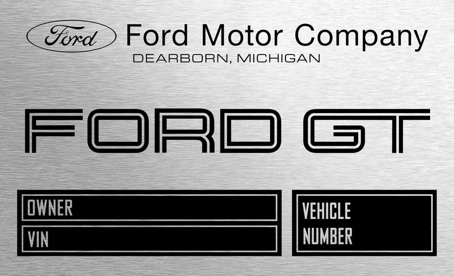 2016–2022 Ford GT engraved chassis plate