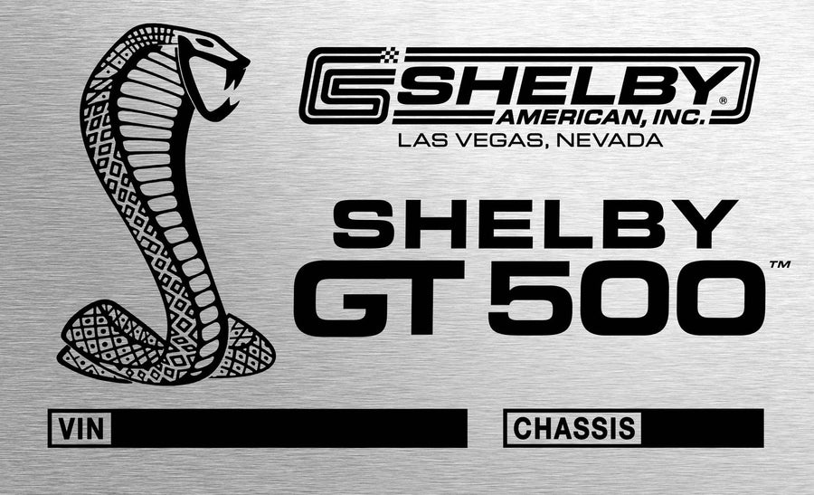 2007–2009 Shelby GT500 engraved chassis plate