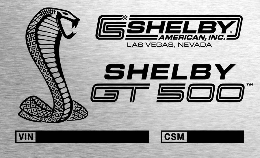 2010–2014 Shelby GT500 engraved chassis plate