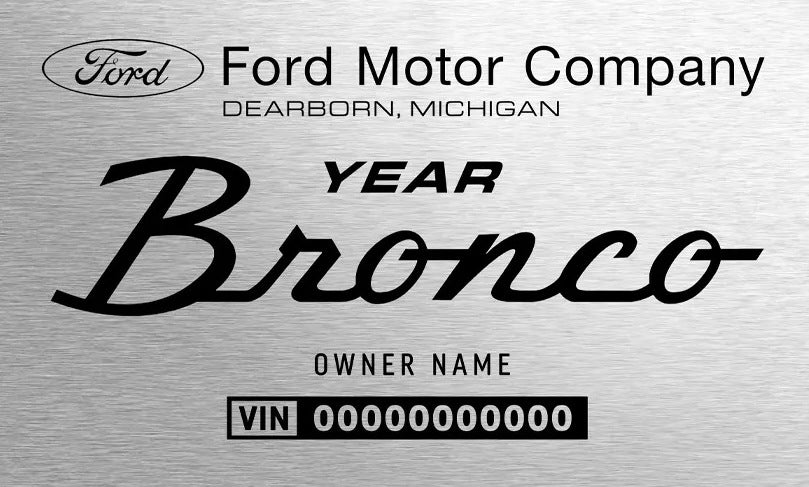 2021–2024 Bronco Heritage engraved chassis plate