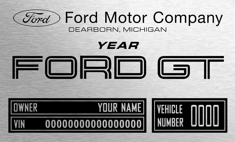2004–2006 Ford GT engraved chassis plate