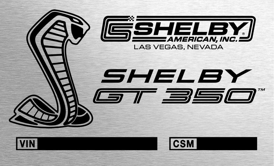2015–2020 Shelby GT350 engraved chassis plate