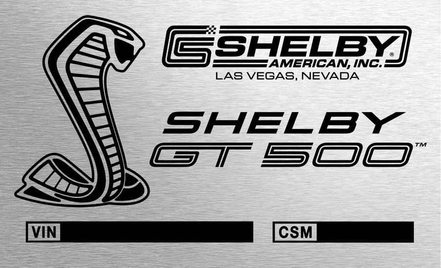 2020–2022 Shelby GT500 engraved chassis plate